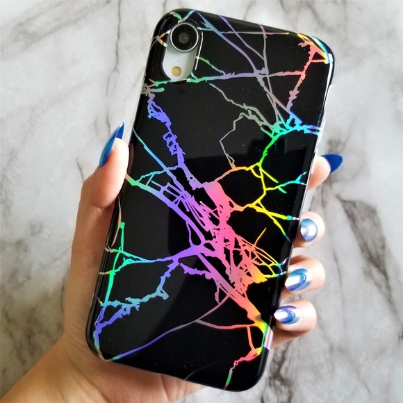 iPhone Black Holo Marble Case - Picture 2 of 4